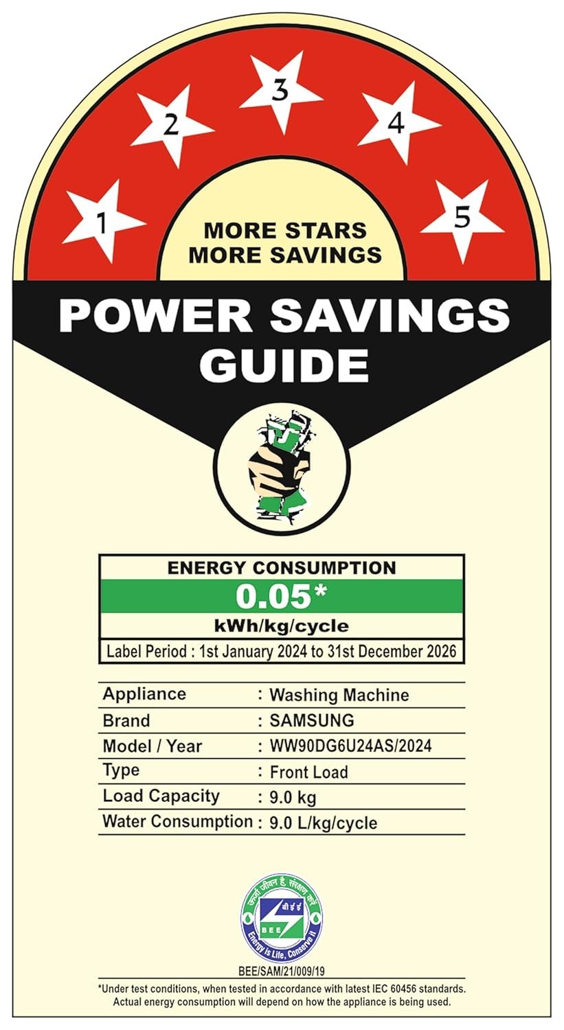 Samsung 9 kg, 5 Star, AI Control, AI Ecobubble, Super Speed, Wi-Fi, Hygiene Steam with Inbuilt Heater, Digital Inverter, Fully-Automatic Front Load Washing Machine - Image 8