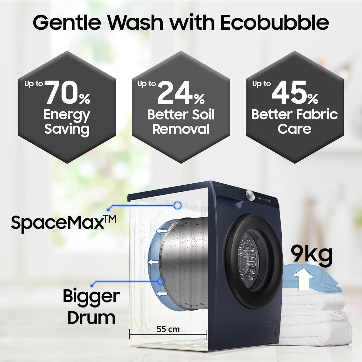 Samsung 9 kg, 5 Star, AI Control, AI Ecobubble, Super Speed, Wi-Fi, Hygiene Steam with Inbuilt Heater, Digital Inverter, Fully-Automatic Front Load Washing Machine - Image 12